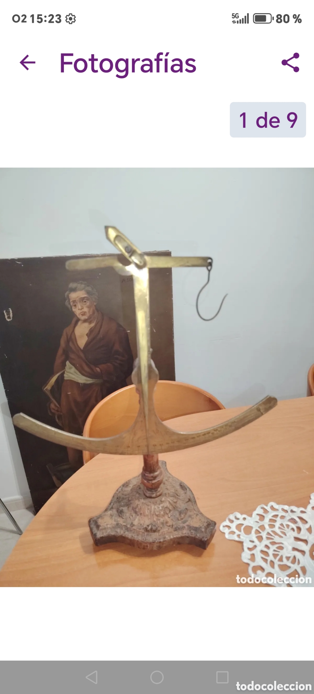 Antig&uuml;edades: Antigua balanza micrometica textil, hierro y bronce, siglo XIX