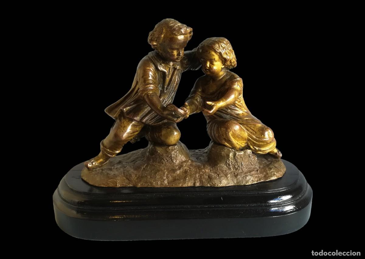 Antiques: FIGURA CALAMINA DOS NI&Ntilde;OS JUGANDO