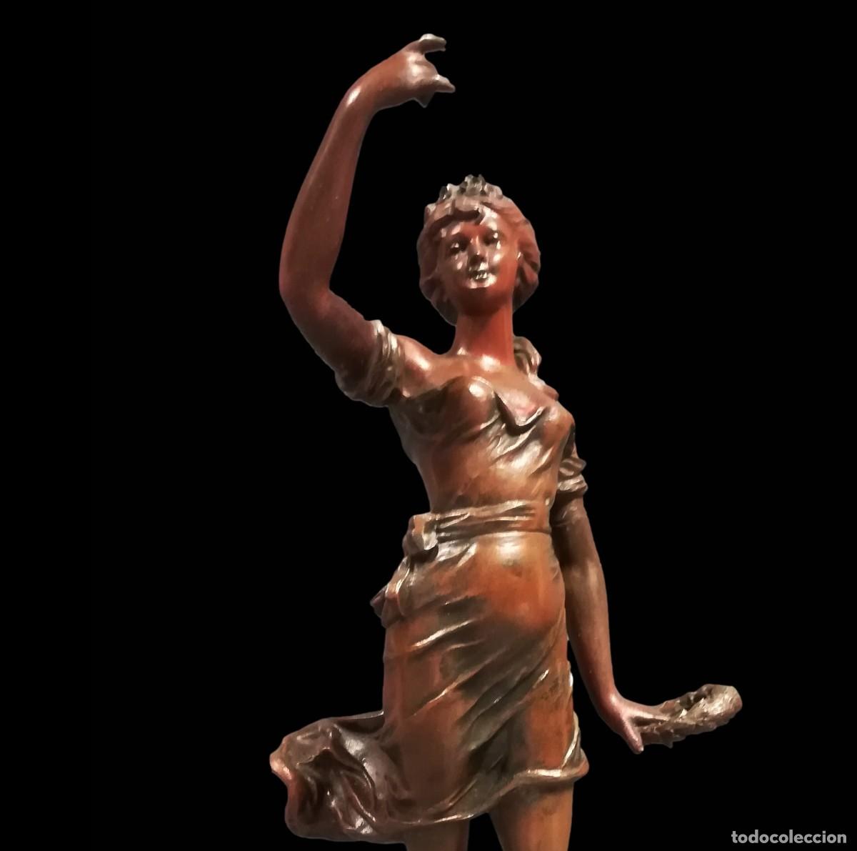 Antig&uuml;edades: ESCULTURA CALAMINA GLORIA, FIRMADA L GUILLEMIN, SELLO PARIS