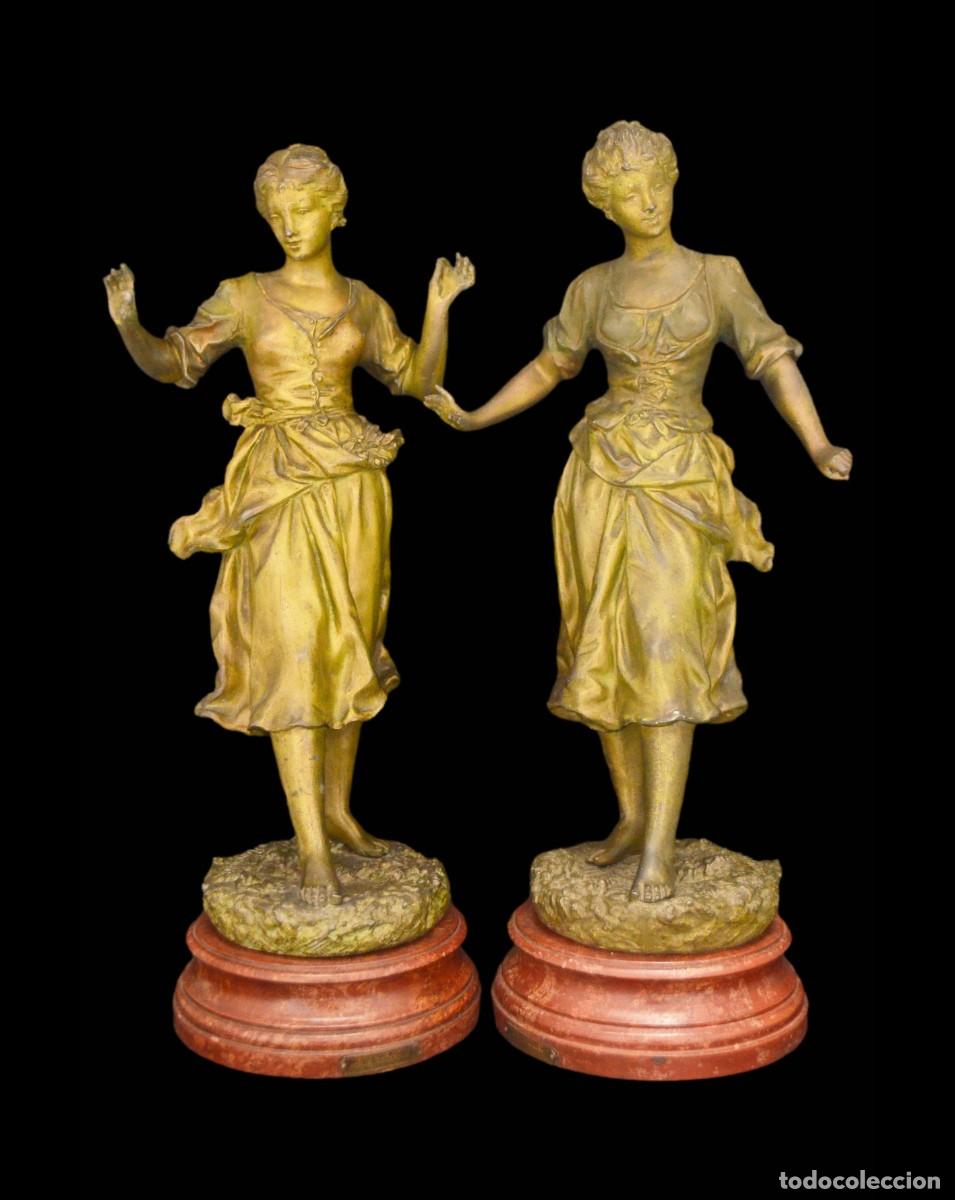 Antig&uuml;edades: PAREJA FIGURAS CALAMINA ORACLE Y SURPRISE, ERNEST RANCOULET