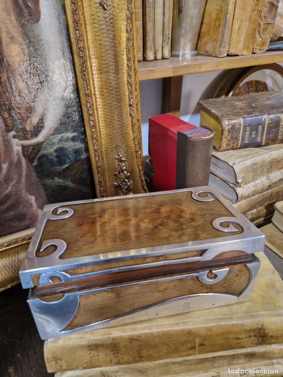 Antig&uuml;edades: Caja de Georg Adam Scheid. Plata y madera. - Foto 3
