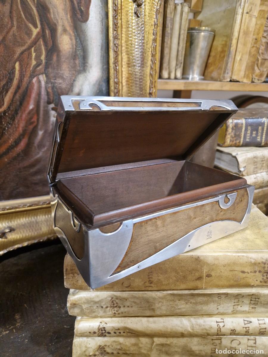 Antig&uuml;edades: Caja de Georg Adam Scheid. Plata y madera. - Foto 5