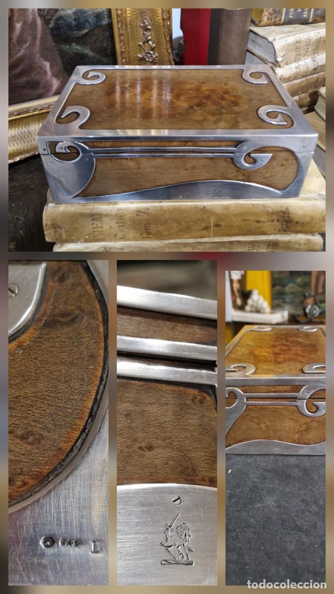 Antiguidades: Caja de Georg Adam Scheid. Plata y madera.