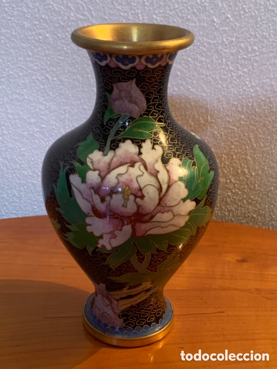 Antig&uuml;edades: Jarron cloisone con motivos florales