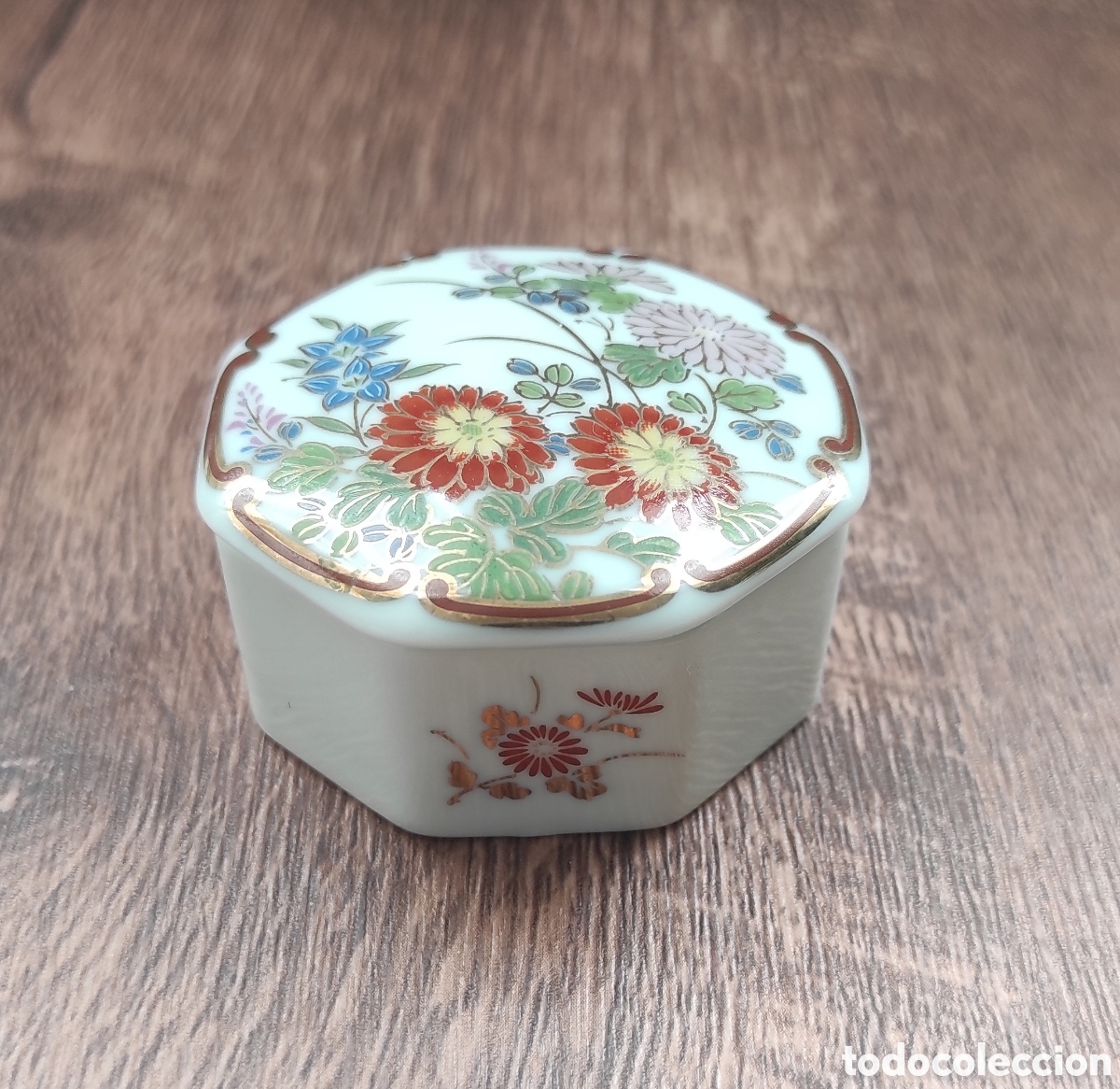 Antiquit&eacute;s: CAJA JOYERO OCTOGONAL DE PORCELANA FINA - FIRMA JAPONESA SHIBATA TOKI - 1970