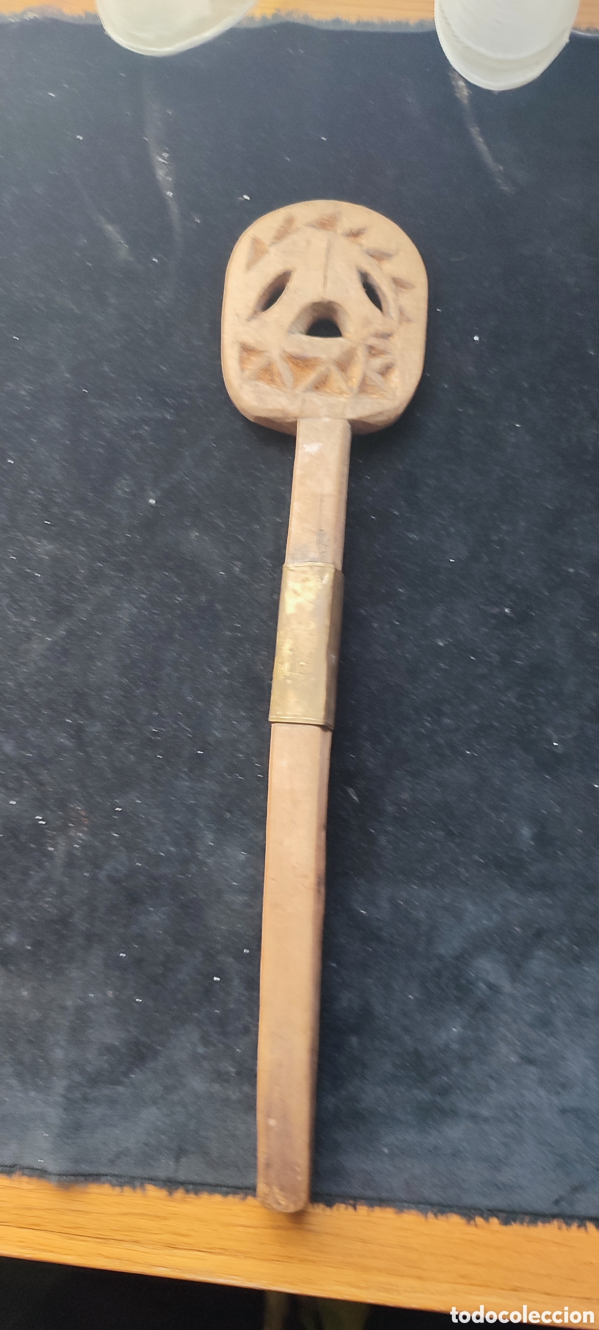 Antiques: Antiguo cucharon de madera de roble siglo XIX arte pastoril Guip&uacute;zcoa Pais Vasco