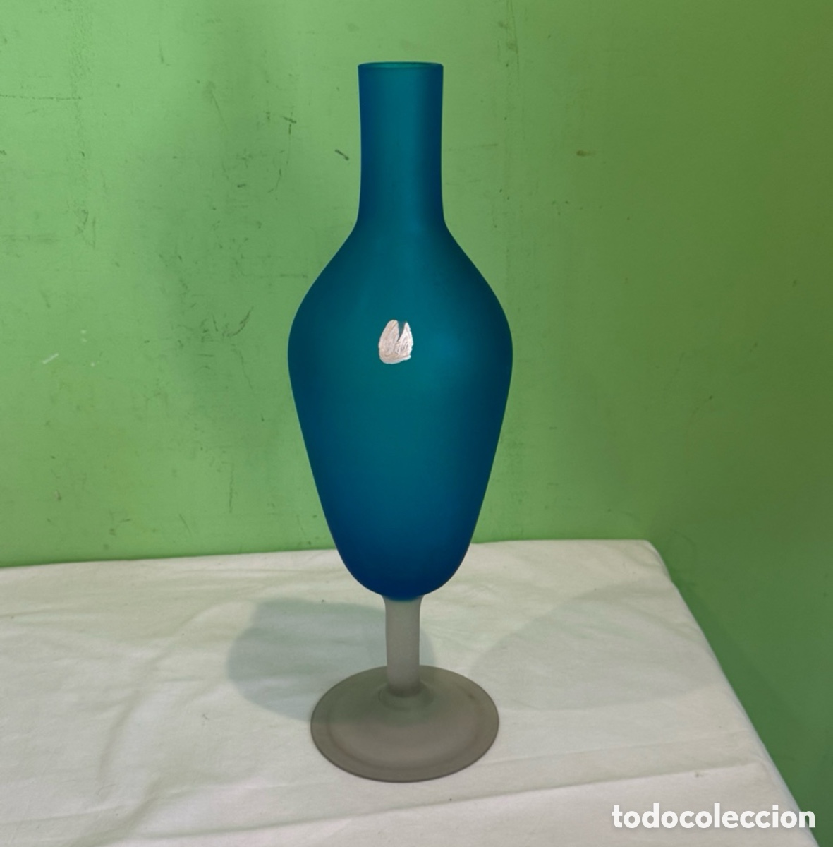Antiquit&eacute;s: Jarr&oacute;n vintage azul de cristal Stylo a&ntilde;os 60 Mid Century dise&ntilde;o espa&ntilde;ol