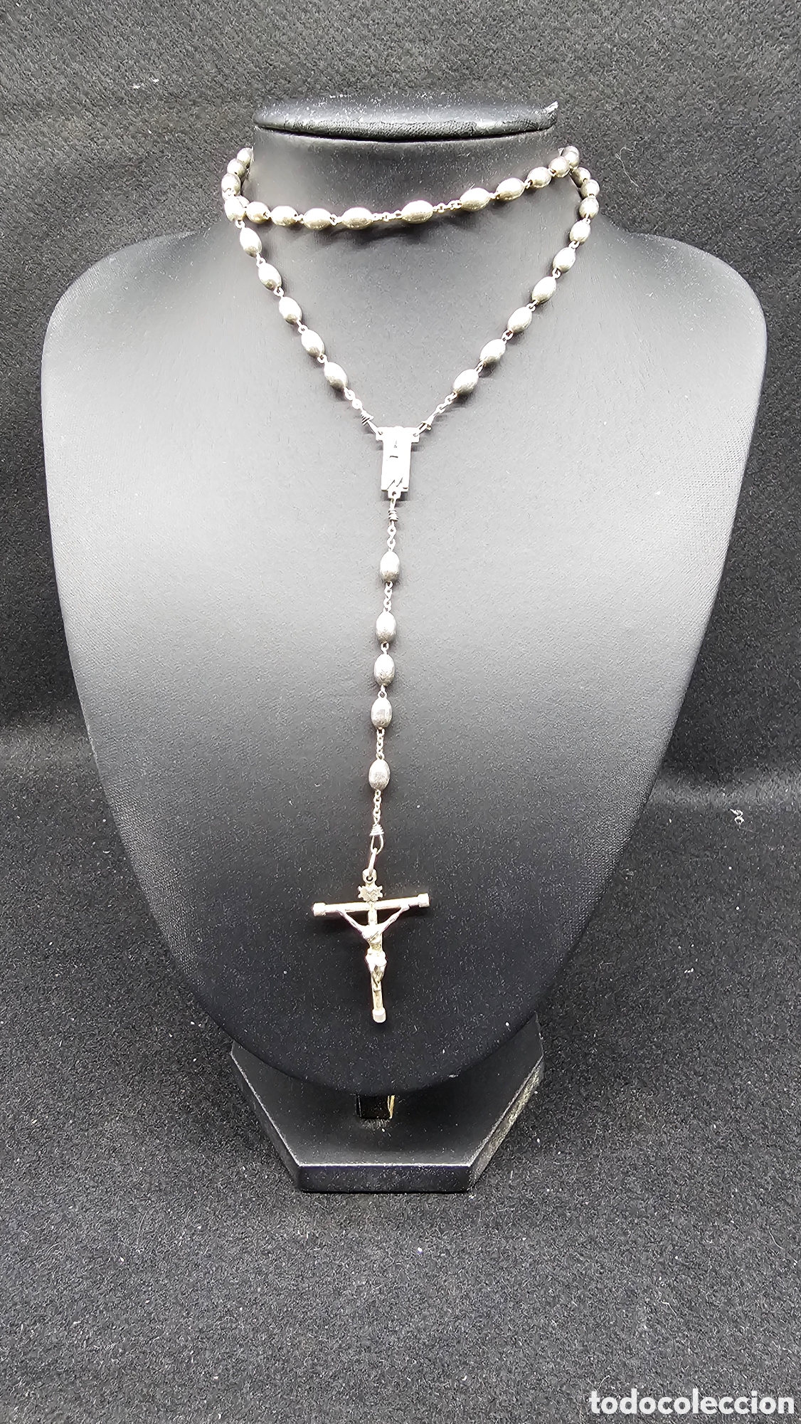 Antiques: Rosario de plata de ley contrastada 925