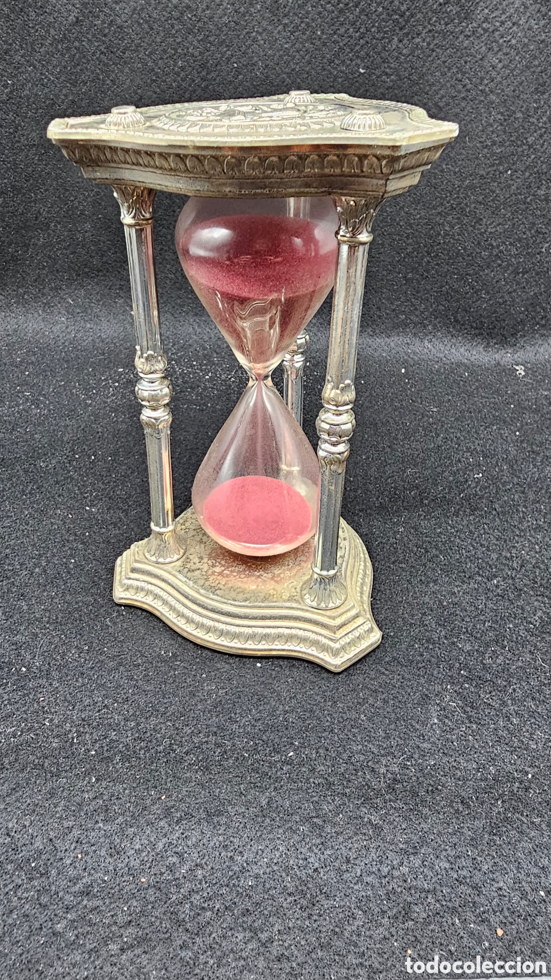 Antiques: Antiguo reloj de arena de plata de ley contrastada