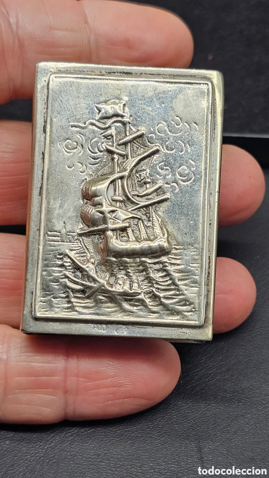 Antiques: Porta cerillas / f&oacute;sforos de plata de ley contrastada 800