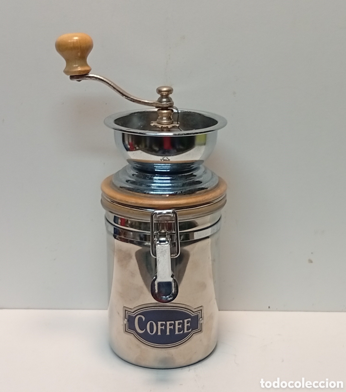 Antig&uuml;edades: Molinillo de Caf&eacute; Manual con Bote Herm&eacute;tico de Acero Inoxidable - Estilo Vintage