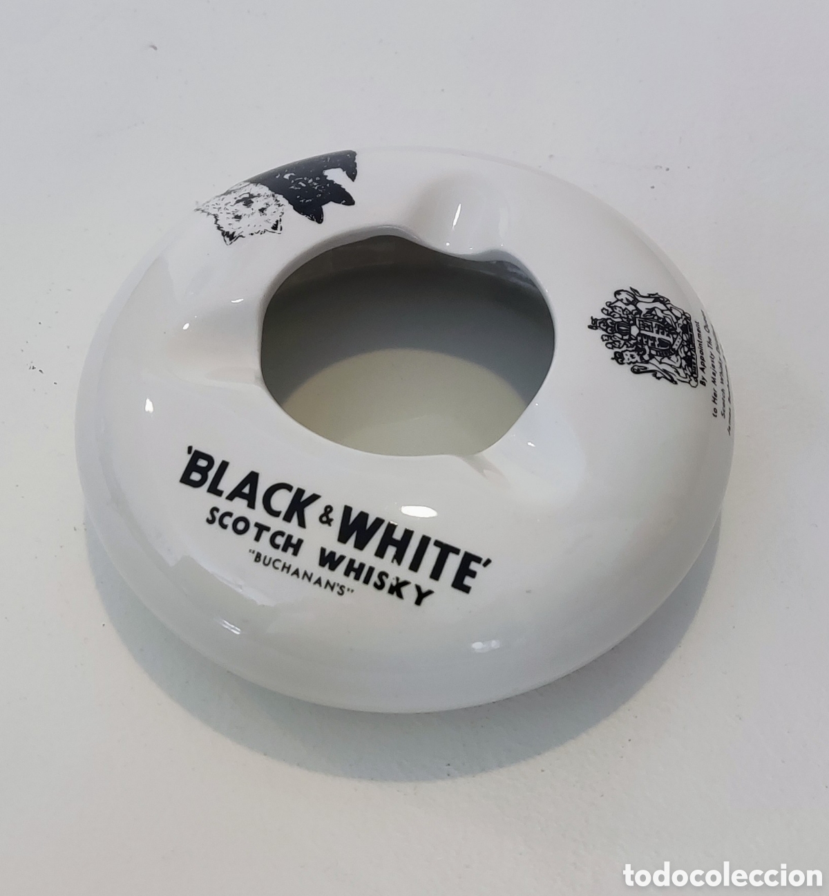 Antig&uuml;edades: Cenicero Black & White Whisky Pontesa Vintage