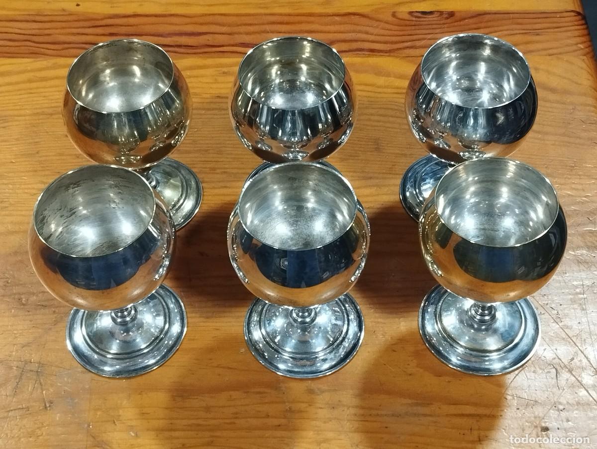Antig&uuml;edades: SEIS 6 COPAS VISIVE EPB DE ALPACA PLATEADAS. - Foto 1