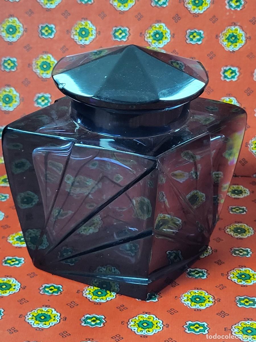 Antig&uuml;edades: ANTIGUO RECIPIENTE BOTELLA CRISTAL ART DECO PERFUMERIA TOCADOR