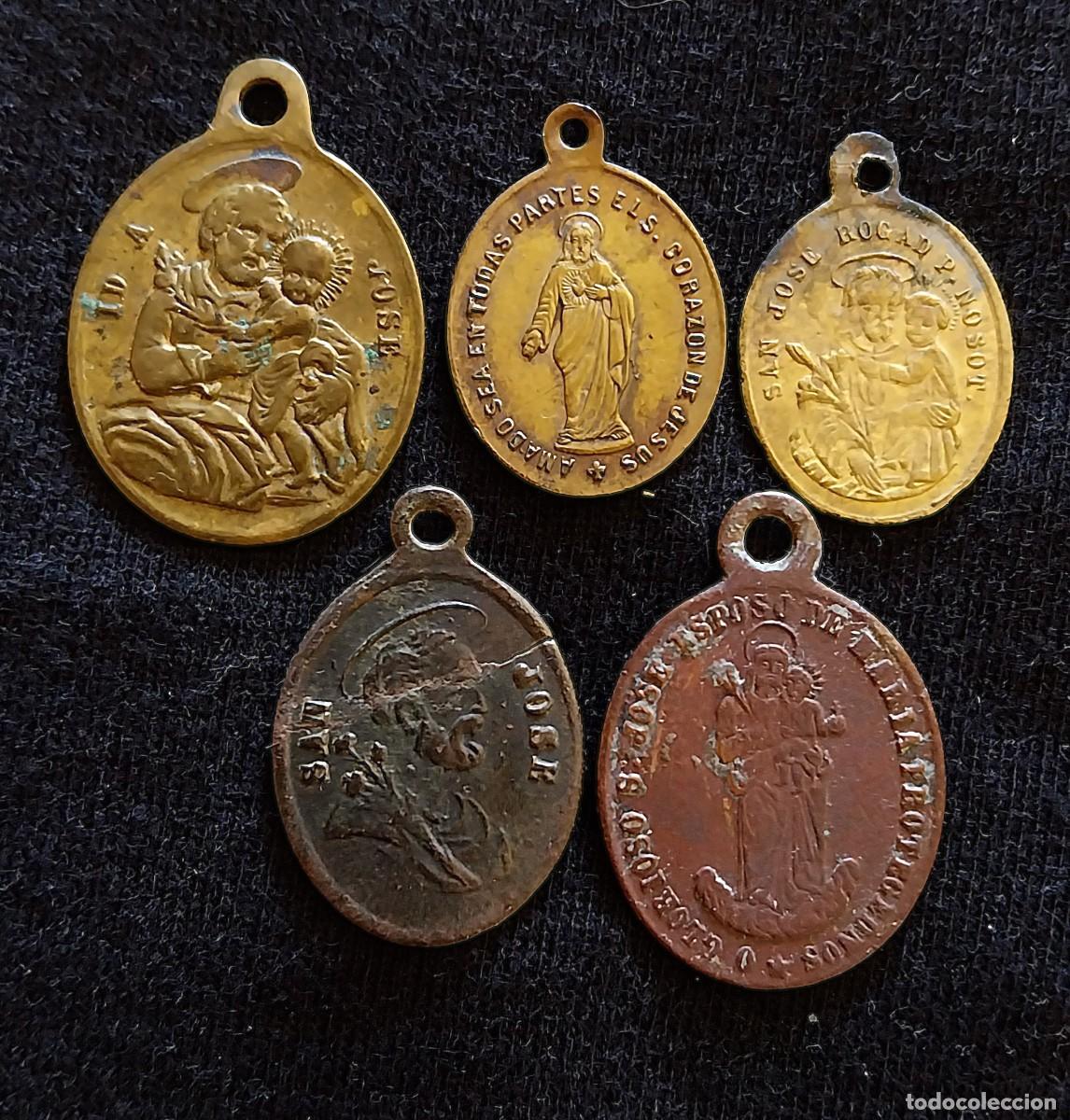 Antiguidades: Lote de medallas de S. Jos&eacute;. Siglo XIX.