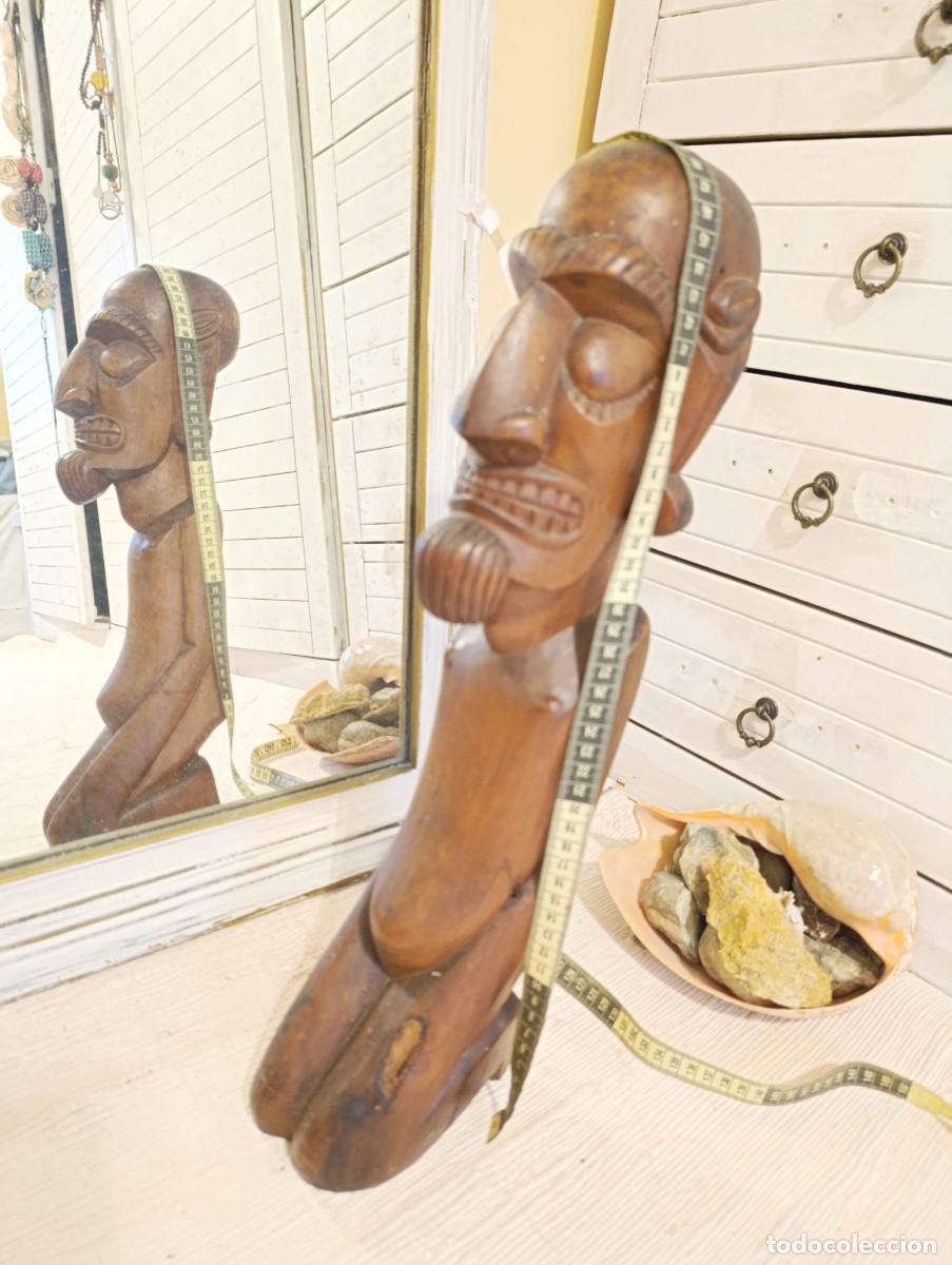 Antig&uuml;edades: Estatua Moai Kava Kava de madera - Isla de Pascua (42 cm)
