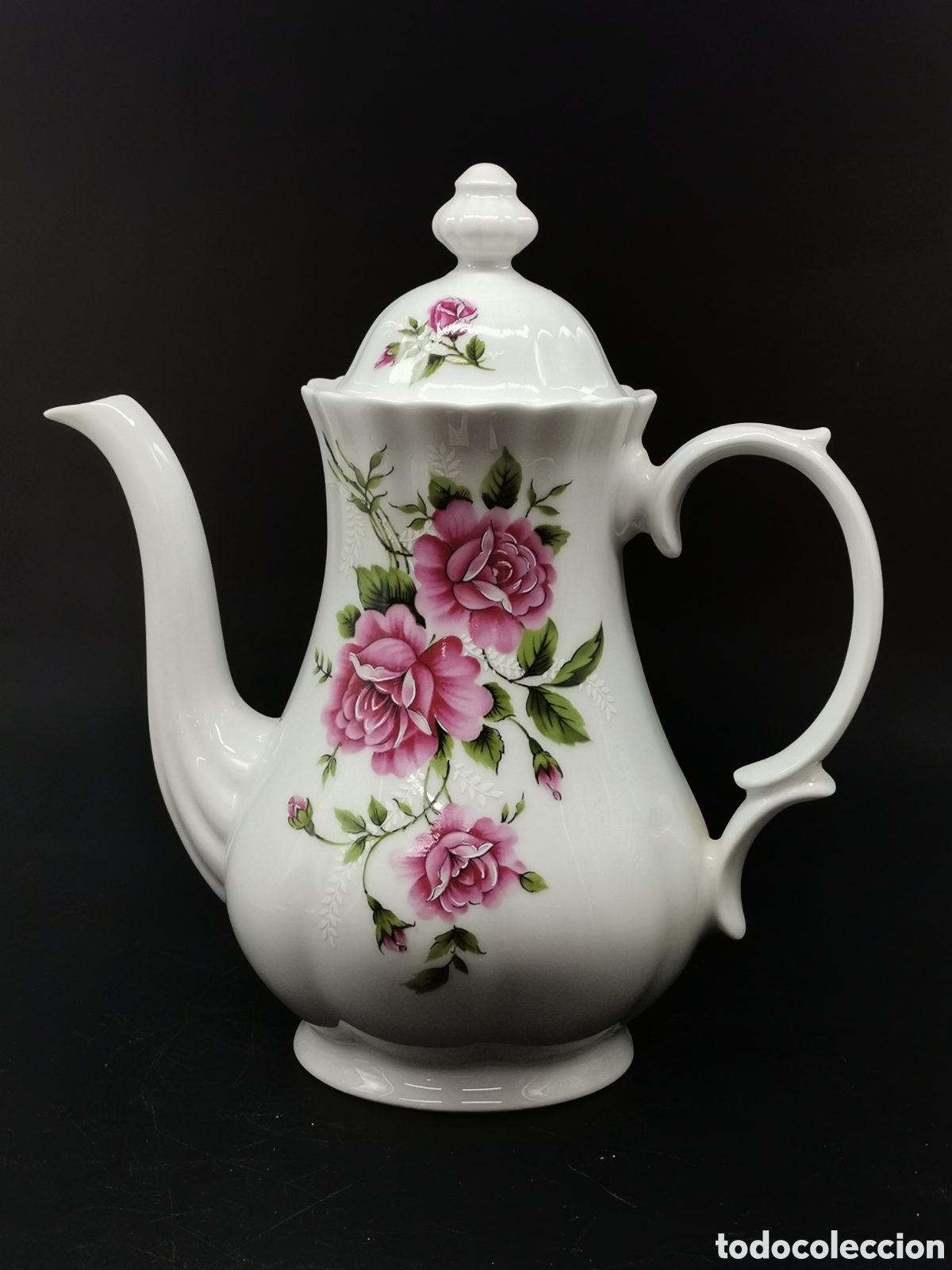 Antig&uuml;edades: TETERA DE PORCELANA WUNSIEDEL BAVIERA DECORADA CON DELICADOS MOTIVOS FLORALES