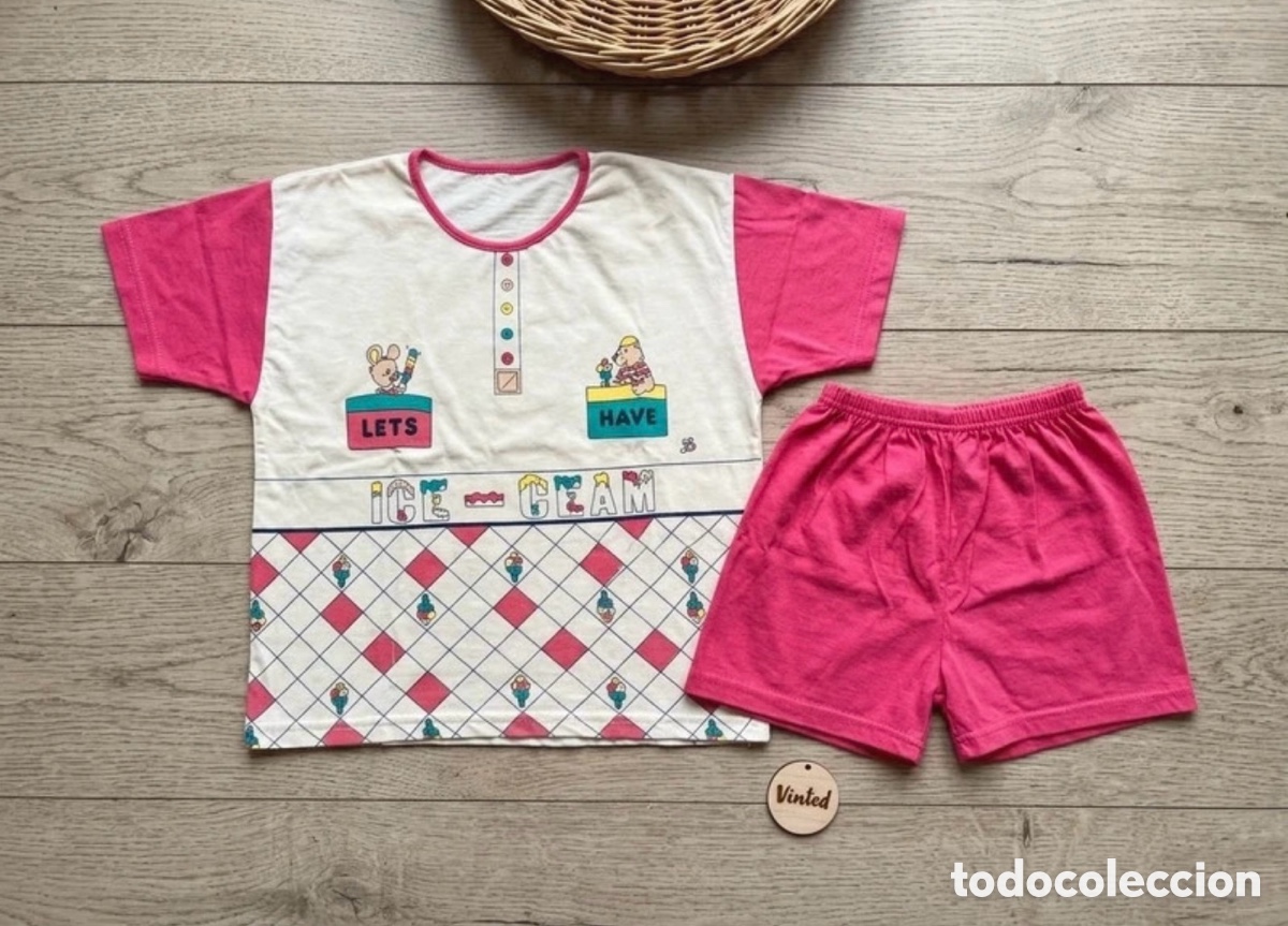 Antig&uuml;edades: Pijama Infantil Dos Piezas - Tem&aacute;tica Ice Cream - Talla 6 (Vintage)