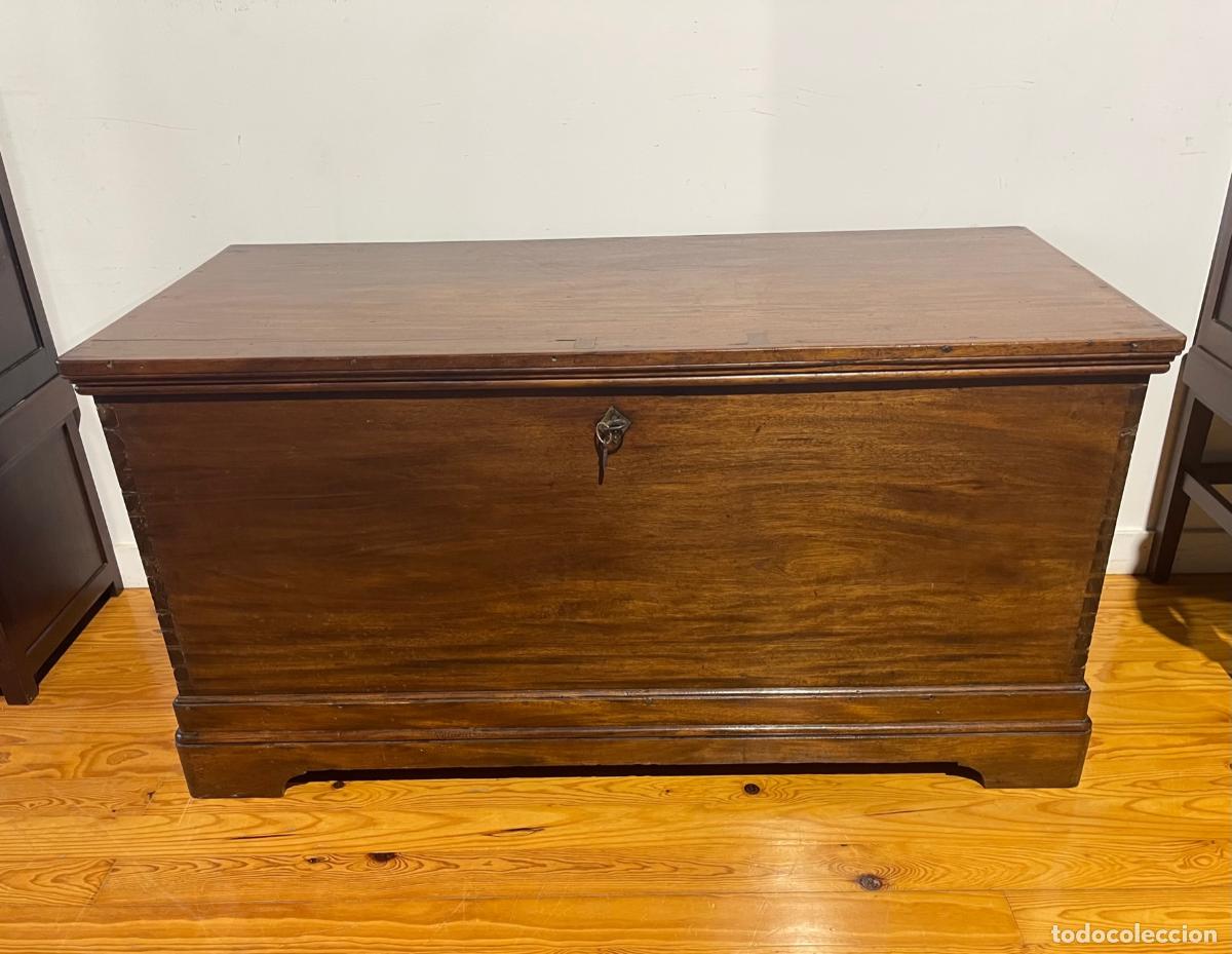 Antig&uuml;edades: Cofre de madera vinh&aacute;tico - siglo XIX