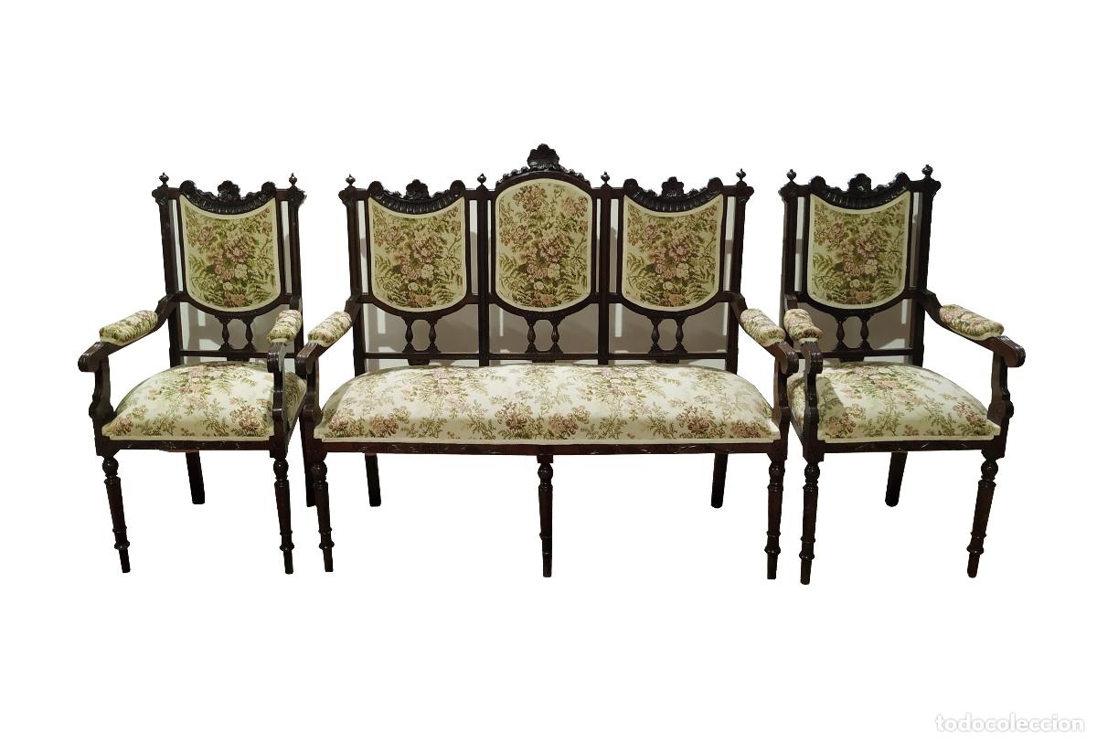 Antiguidades: Conjunto de sof&aacute; y dos sillones - siglo XIX