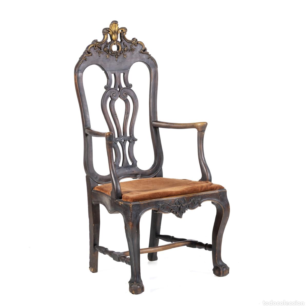 Antiquit&eacute;s: Sill&oacute;n de respaldo alto D. Jos&eacute; - siglo XVIII