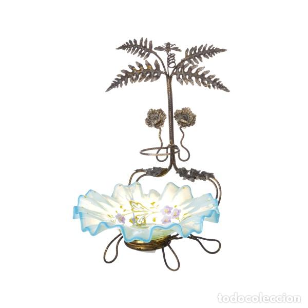 Oggetti Antichi: Cristal y vidrio - Soporte para anillos con forma de flor