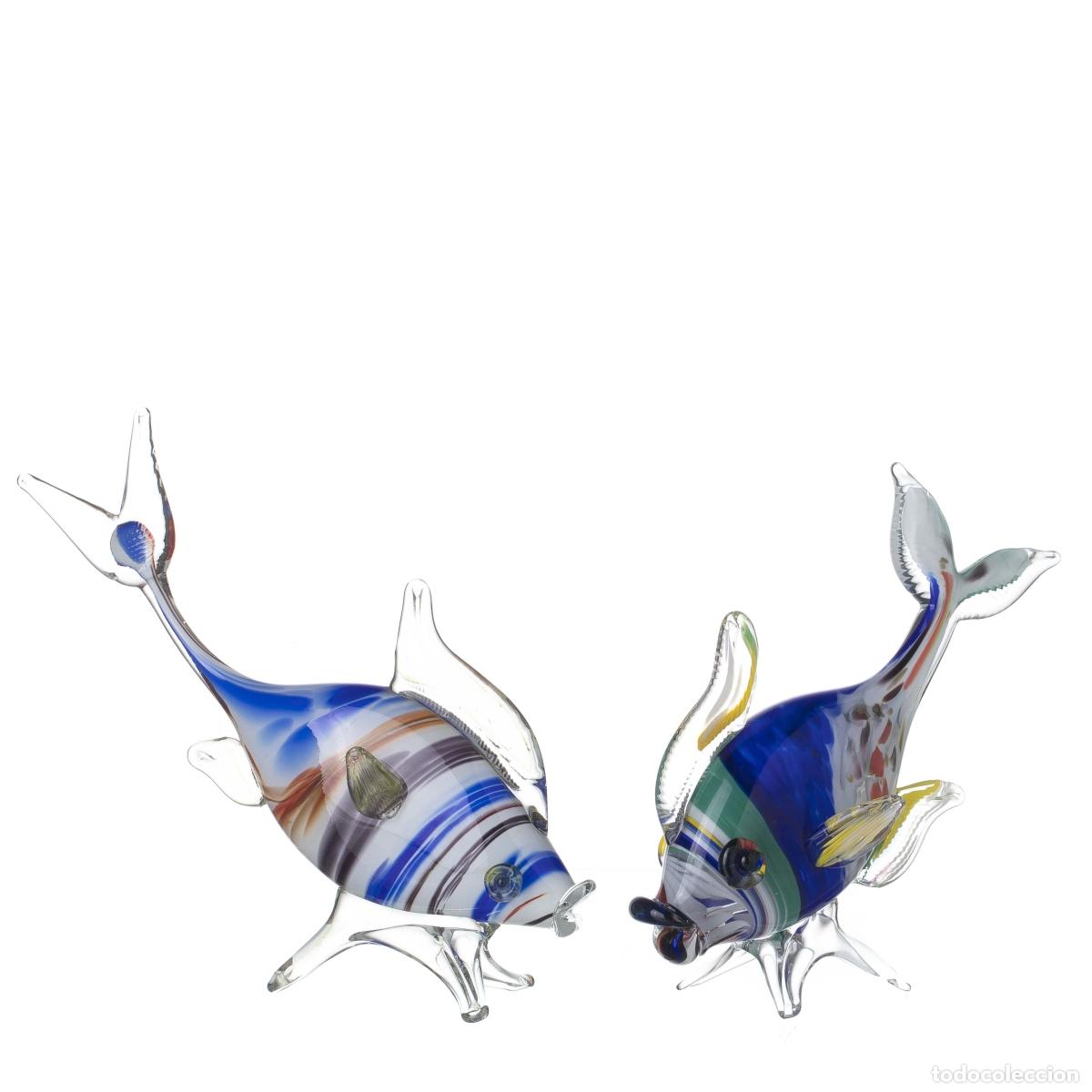 Antiguidades: Cristal y vidrio - Dos peces de Murano