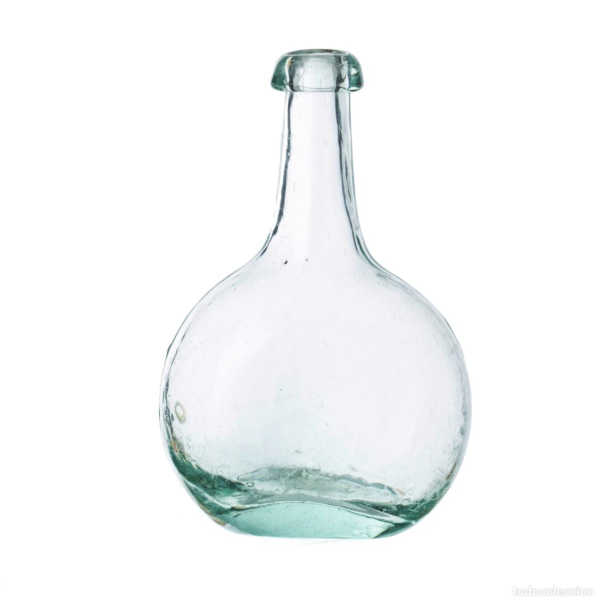 Oggetti Antichi: Cristal y vidrio - Botella abovedada de vidrio soplado - Siglo XIX