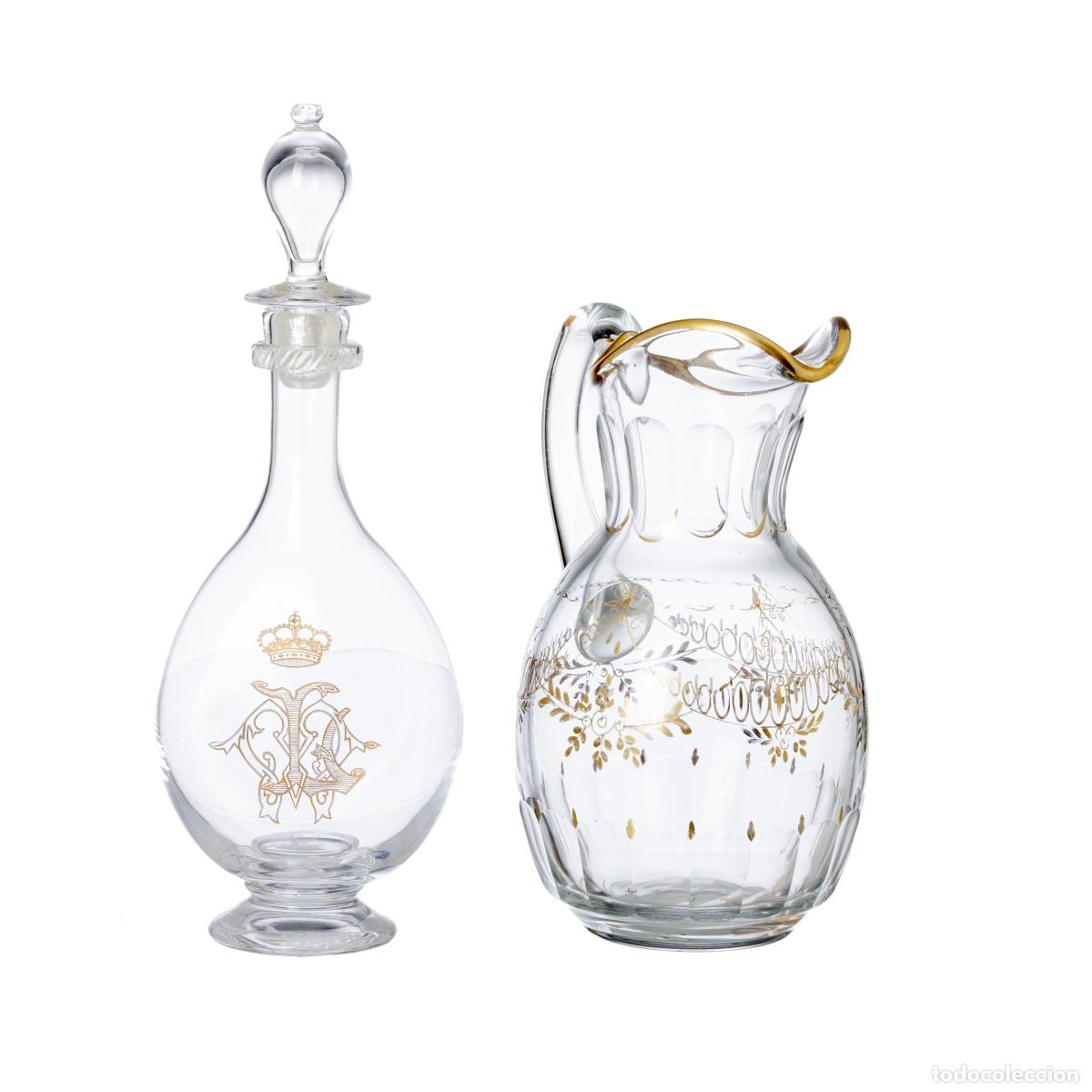 Oggetti Antichi: Cristal y vidrio - Jarra y botella Stephens - Siglo XIX