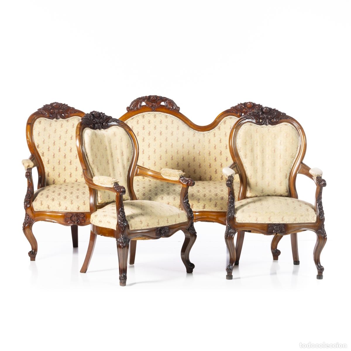 Antiquit&eacute;s: Conjunto de sof&aacute; y dos sillones - siglo XIX
