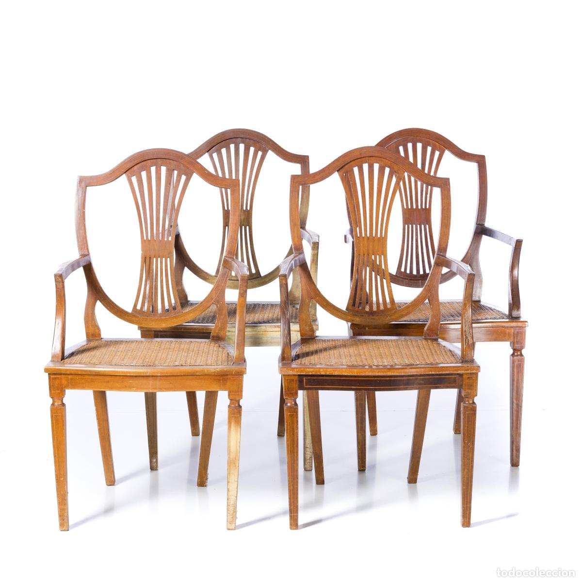 Antiquit&eacute;s: Conjunto de cuatro sillones al estilo de D. Maria.