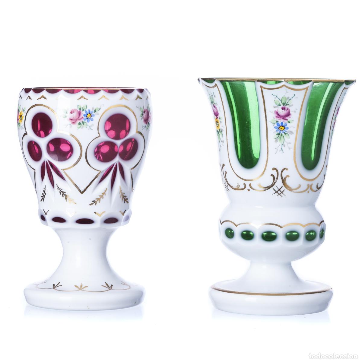 Antig&uuml;edades: Cristal y vidrio - Dos copas bohemias - Siglo XIX