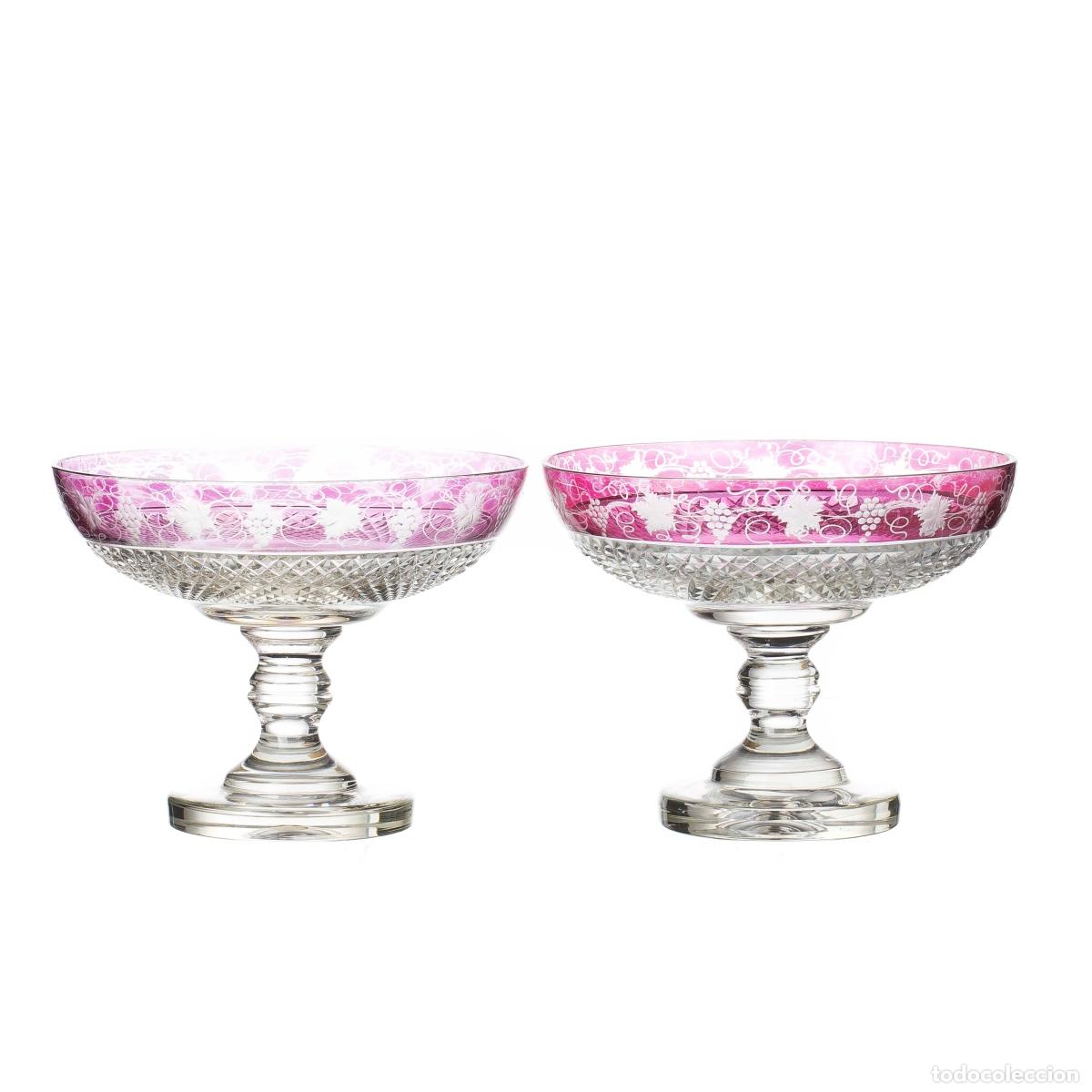 Antiguidades: Cristal y vidrio - Dos fruteros de cristal
