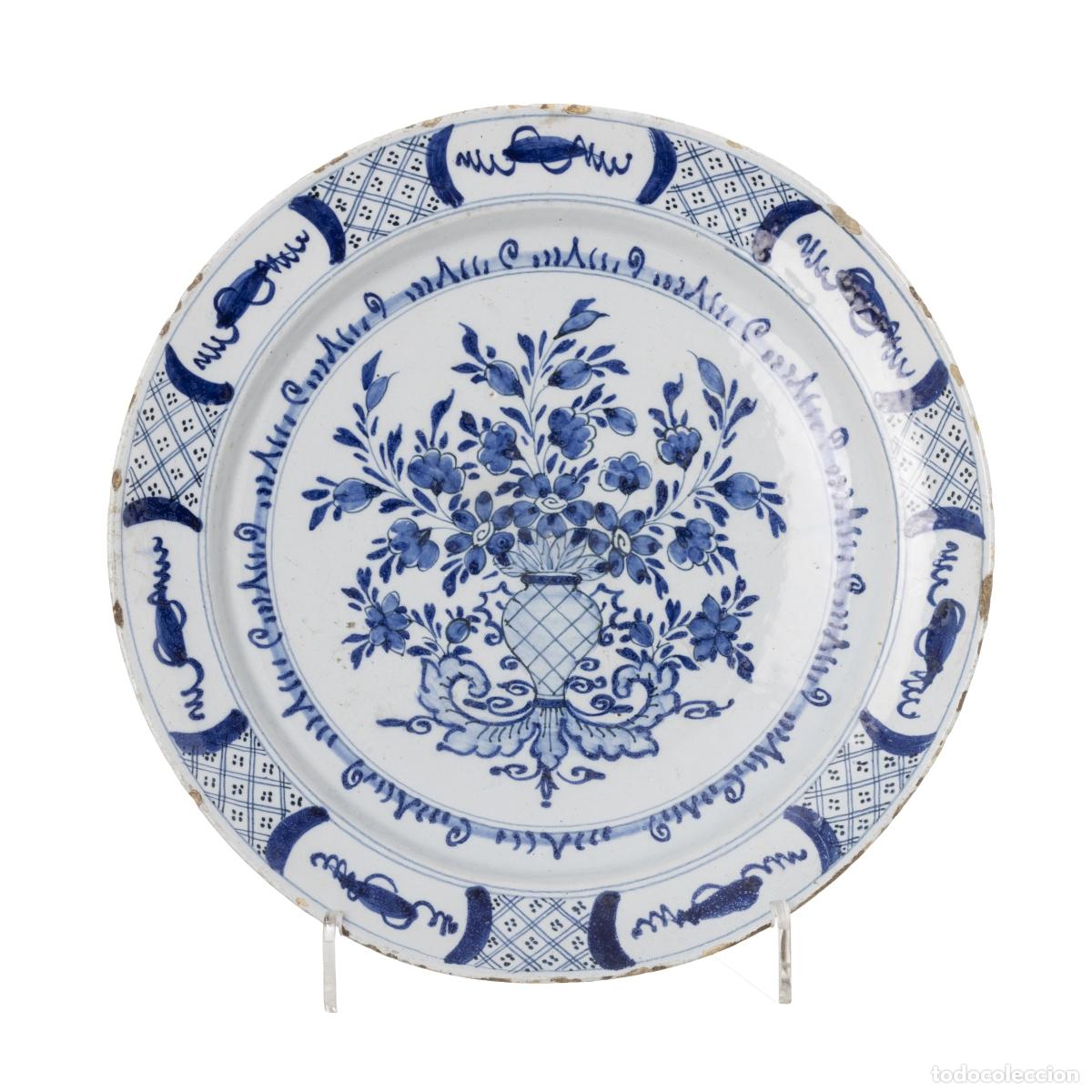 Antiguidades: Cer&aacute;mica - Plato de loza de Delft - Siglo XVIII