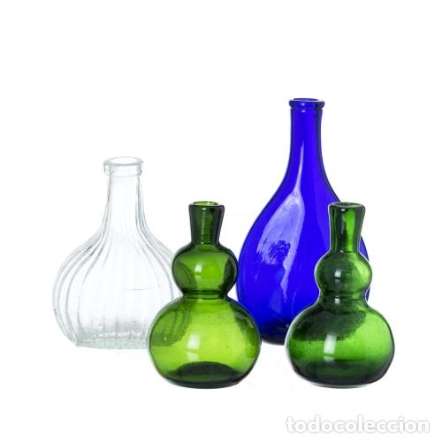 Oggetti Antichi: Cristal y vidrio - Dos calabazas y dos botellas - Siglo XIX