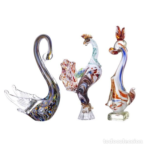 Antig&uuml;edades: Cristal y vidrio - Dos p&aacute;jaros y un canguro Murano