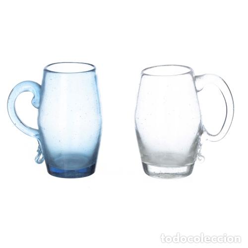 Oggetti Antichi: Cristal y vidrio - Dos tazas de vidrio soplado - Siglo XIX