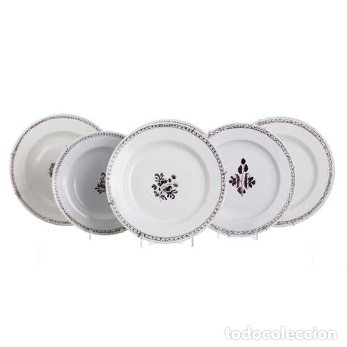 Antiguidades: Cer&aacute;mica - Seis platos de cer&aacute;mica de Viana - Siglo XIX