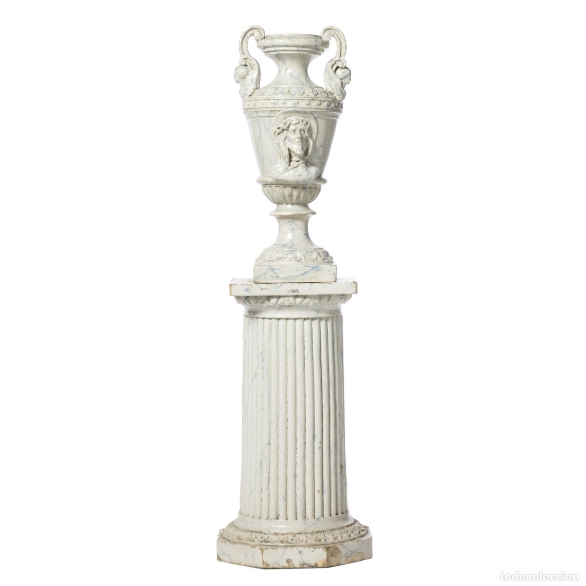 Antiguidades: Cer&aacute;mica - Escultura de cer&aacute;mica columnar de Torrinha - Siglo XIX