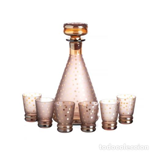 Antig&uuml;edades: Cristal y vidrio - Botella con seis copas de vidrio - Art D&eacute;co
