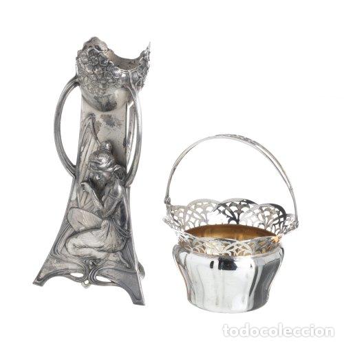 Antig&uuml;edades: Jarra Art Nouveau y macetero WMF