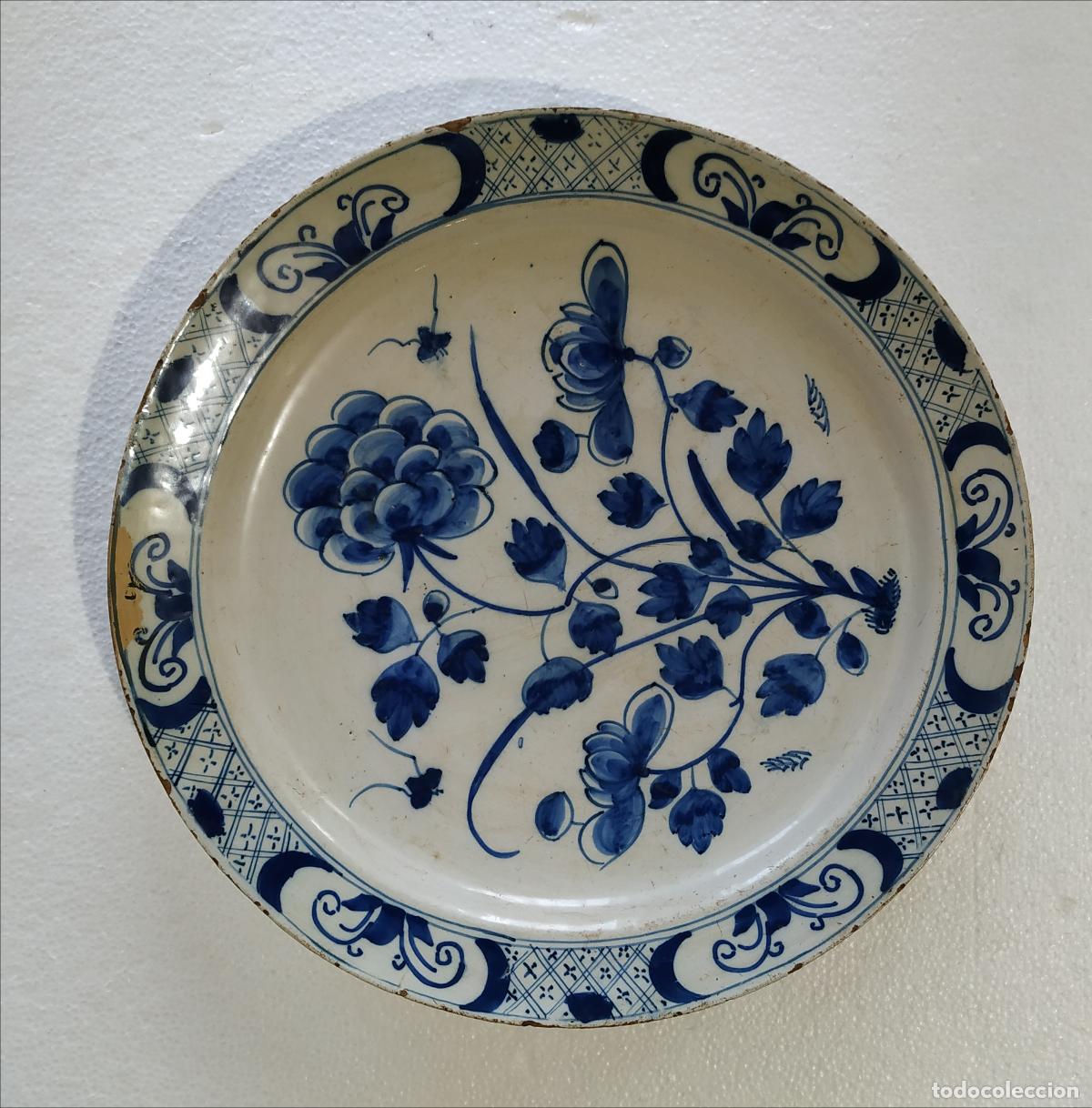Antiquit&eacute;s: Cer&aacute;mica - Plato de loza de Delft - Siglo XVIII