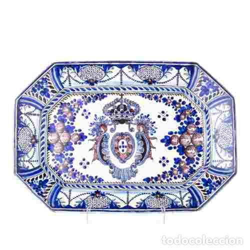 Antiques: Cer&aacute;mica - Plato revestido de cer&aacute;mica de Coimbra - Siglo XIX