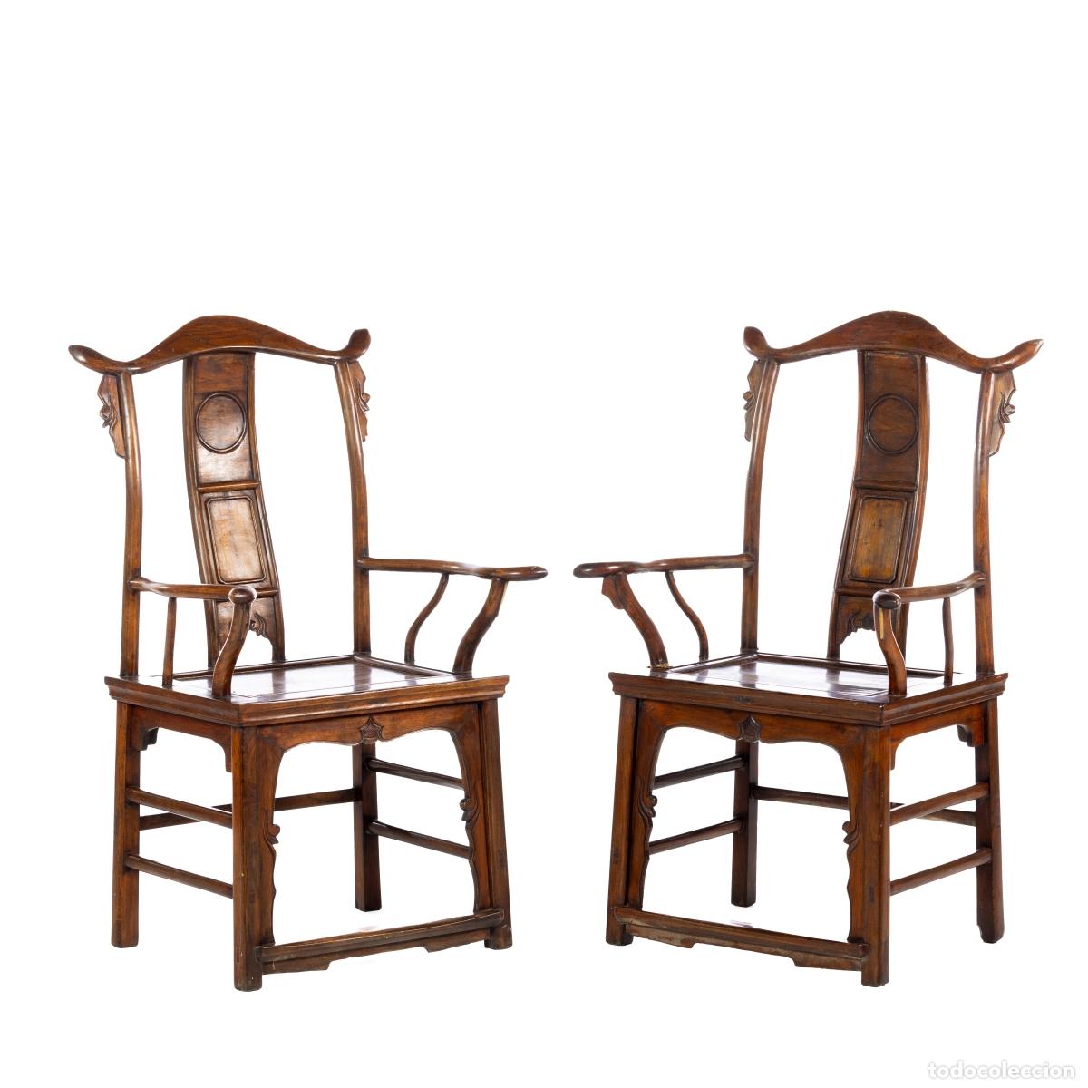 Antiquit&eacute;s: Par de sillones chinos de madera noble - siglo XIX