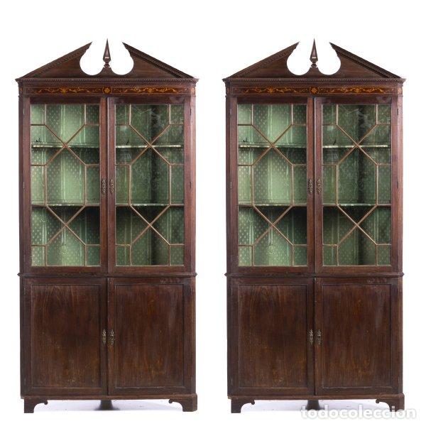 Antiguidades: Par de piezas de esquina D. Maria en madera vinh&aacute;tico - siglo XIX