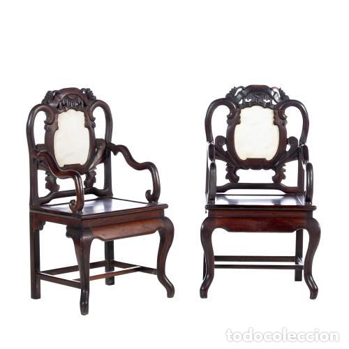 Antiquit&eacute;s: Par de sillones chinos de madera noble - siglo XIX