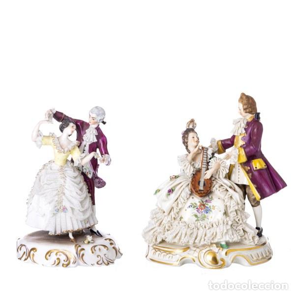 Antiquit&auml;ten: Porcelana - Dos grupos escult&oacute;ricos - Capodimonte - Siglo XIX