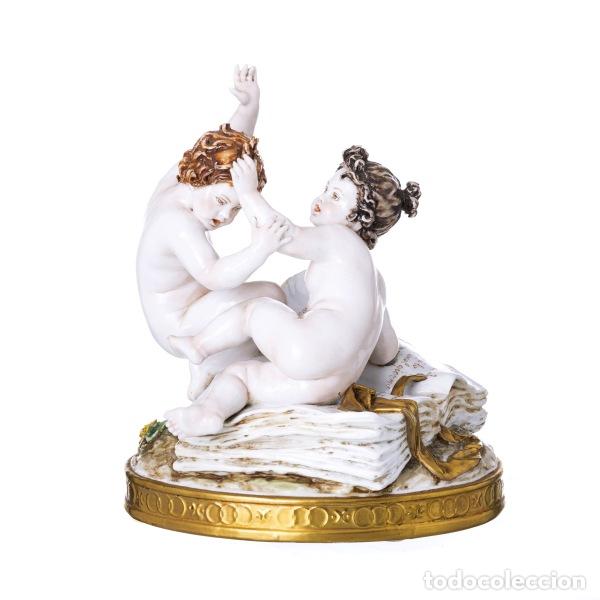 Antiques: Porcelana - Grupo escult&oacute;rico - Tiche