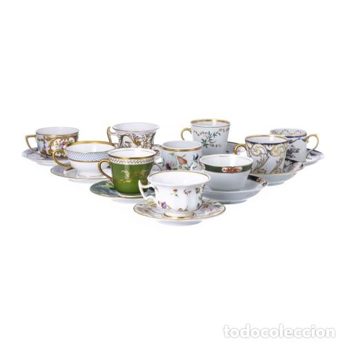 Antiques: Porcelana - Juego de diez tazas de t&eacute; con platillos - Vista Alegre