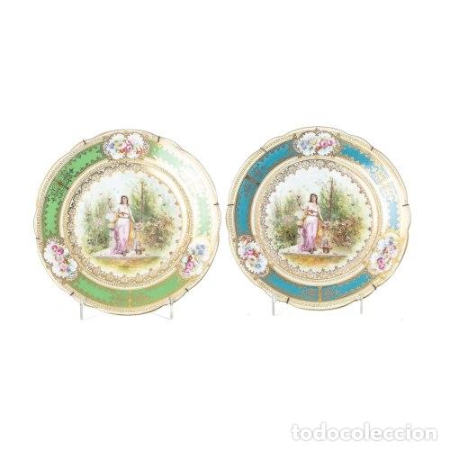 Antig&uuml;edades: Porcelana - Par de platos vieneses - Siglo XIX